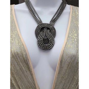 EXPRESS Braided Mesh Chain Necklace Metallic Black & Gray